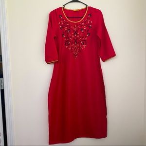 Indian Red Silk Kurti